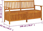 Bench Natural Wood Solid Acacia Wood 58.3 in Bench Rectangular,Rustic Storage Bench Solid Acacia Wood, Spacious Seating & Generous for Gardens, Patios & Entryways Patio Furniture