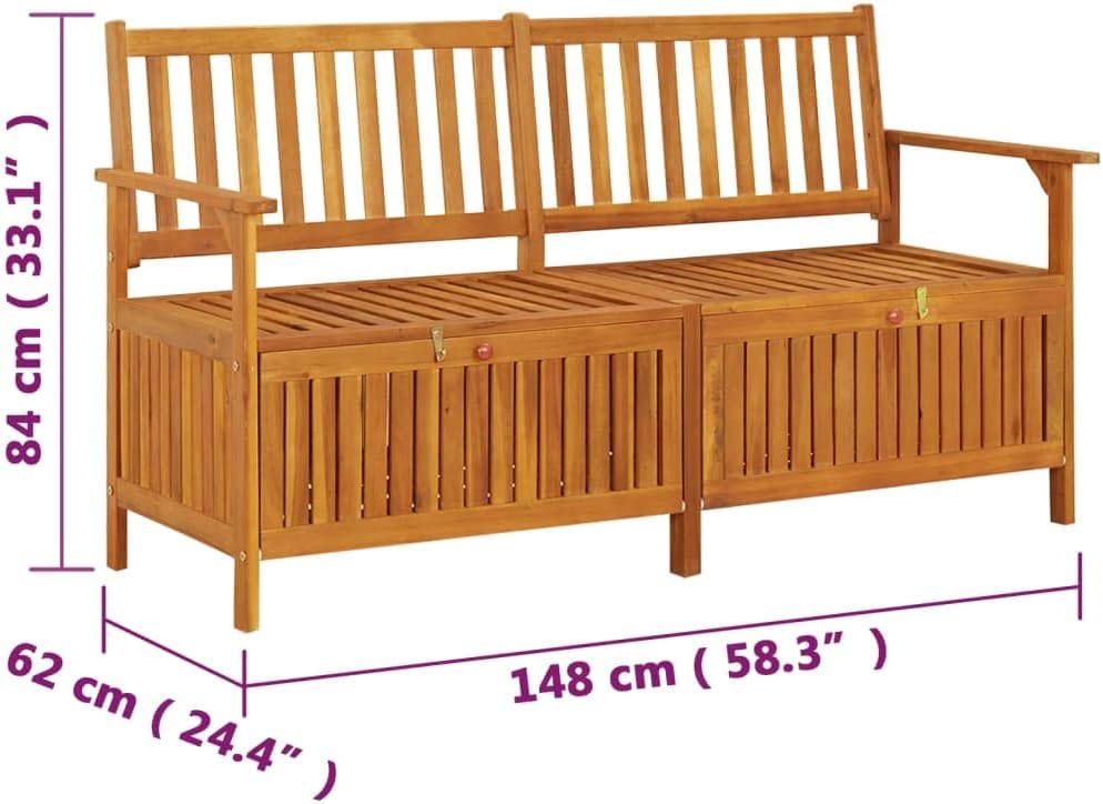 Bench Natural Wood Solid Acacia Wood 58.3 in Bench Rectangular,Rustic Storage Bench Solid Acacia Wood, Spacious Seating & Generous for Gardens, Patios & Entryways Patio Furniture
