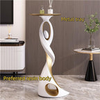 Special Metal End Table with Tray Top, Modern Creative Resin Statue, Floor-Standing Dancing People Sculpture Tray for Living Room(Black)