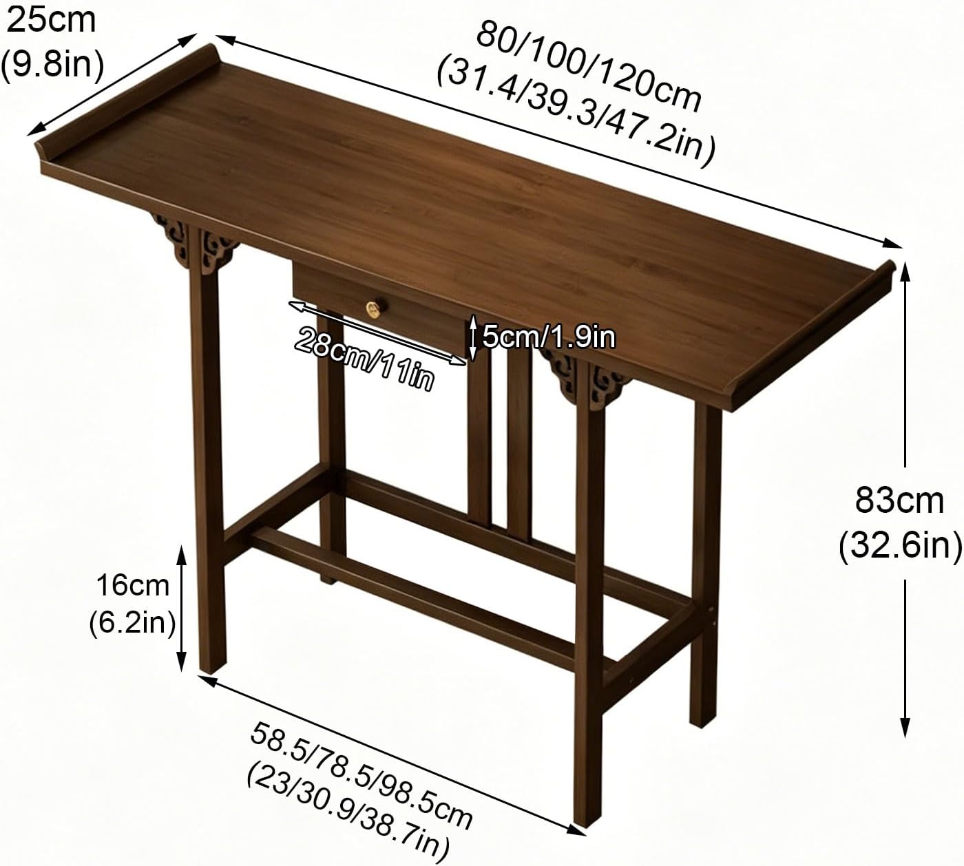 Altar Table Buddha Altar Table with Storage Drawer for Home Retro Chinese Style Altar Shel ffor Incense and Pray for Living Room, Study Room 80cm/31.4in
