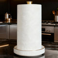 Paper Towel Holder, Ceramic Heavy Plate Base Wobble-Free, Roll Stand-Gold | Effortless Cleaning and Easy to Assemble, Super Large for Triple Rolls, High End Looking as a Good Gift for Kitchen Island