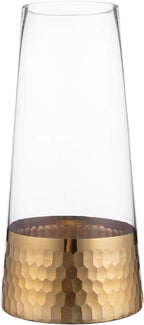 MyGift Glass and Gold Bottom Flower Vases, 10 inch Clear Glass Vases for Table Centerpieces Home Decor