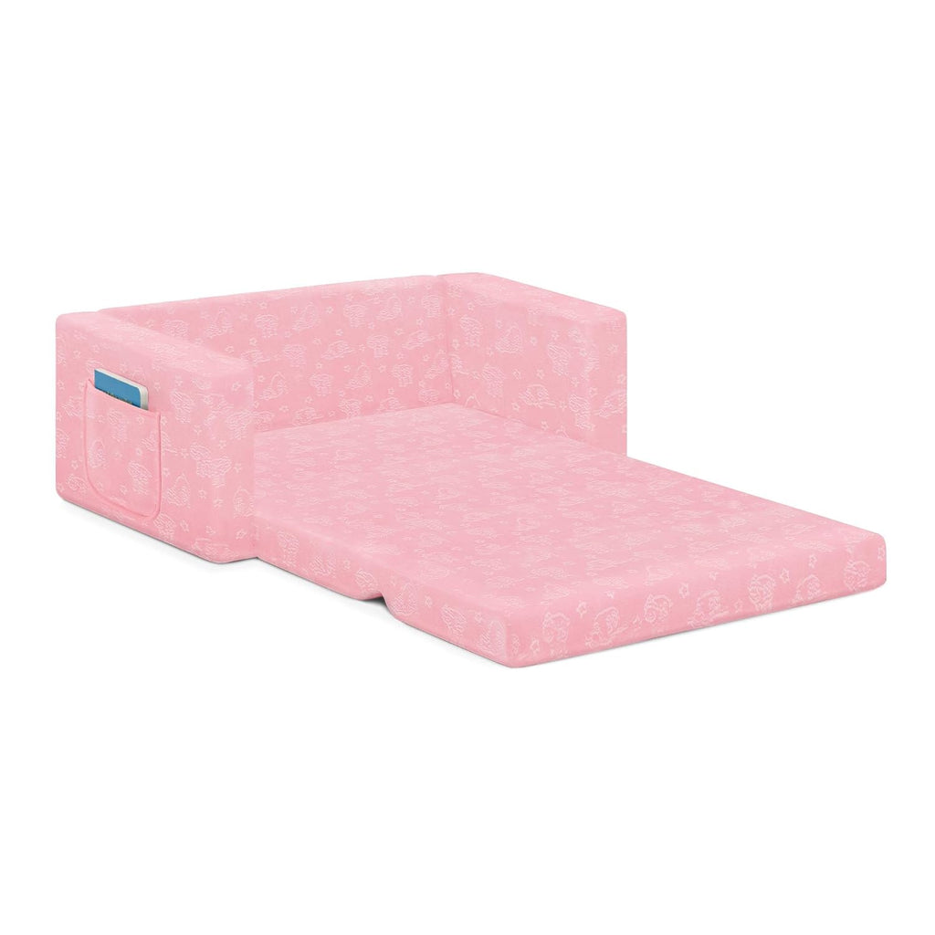 Serta Perfect Sleeper Personalized Extra Wide Convertible Sofa to Lounger, Comfy 2-in-1 Flip Open Couch/Sleeper for Kids, Pink