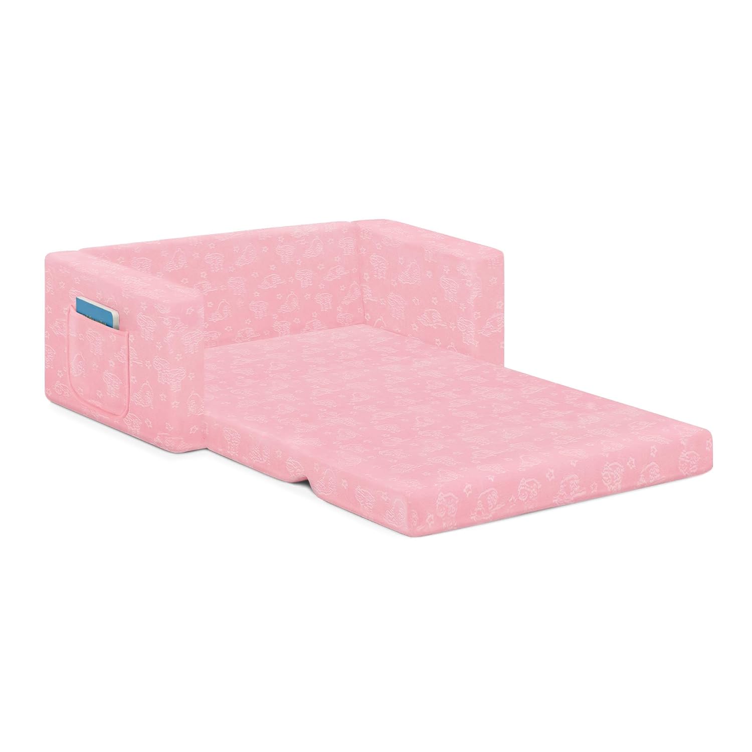 Serta Perfect Sleeper Personalized Extra Wide Convertible Sofa to Lounger, Comfy 2-in-1 Flip Open Couch/Sleeper for Kids, Pink