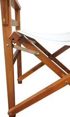SSLine Set of 2 Professional Director Chairs Portable Folding Dining Height Directors Chair w/Wood Frame and Canvas Lightweight Camping Lawn Chair (White/2PC-19 H)