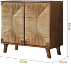 Entryway Cabinet Nordic Wooden Rattan Dining Sideboard Simple Storage Cabinet Living Room Porch Rack Sideboard Storage Cabinet