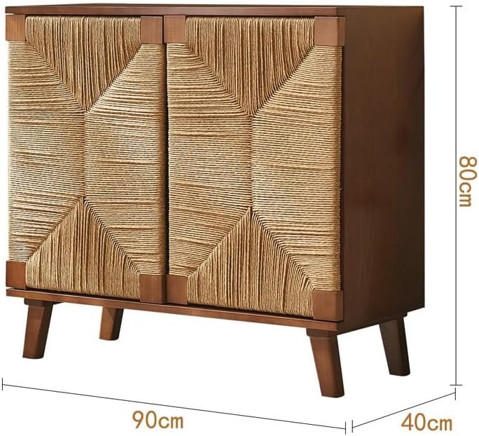 Entryway Cabinet Nordic Wooden Rattan Dining Sideboard Simple Storage Cabinet Living Room Porch Rack Sideboard Storage Cabinet
