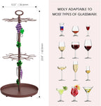 Farmhouse Metal Wine Rack with Glass Holder Decor, Countertop Champagne Bottle & Hanging Wine Glass Holder Stand,Tabletop Stemware Storage Rack with 6 Hooks for Kitchen, Dining Table,Bar