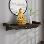 Chinese Personal Buddha Niches Shrine Meditation Table, Bamboo Meditation Altar Table Buddhist Prayer Altar Cabinet for Small Spaces(Brown A,66cm/26in)
