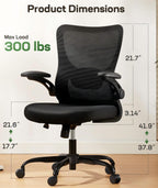 Marsail Ergonomic Office Chair Desk Chair with 3D PU Armrests and Adjustable Lumbar Support Breathable Mesh Chair Executive Rolling Swivel Comfy Task Chair for Home Office Gaming Black
