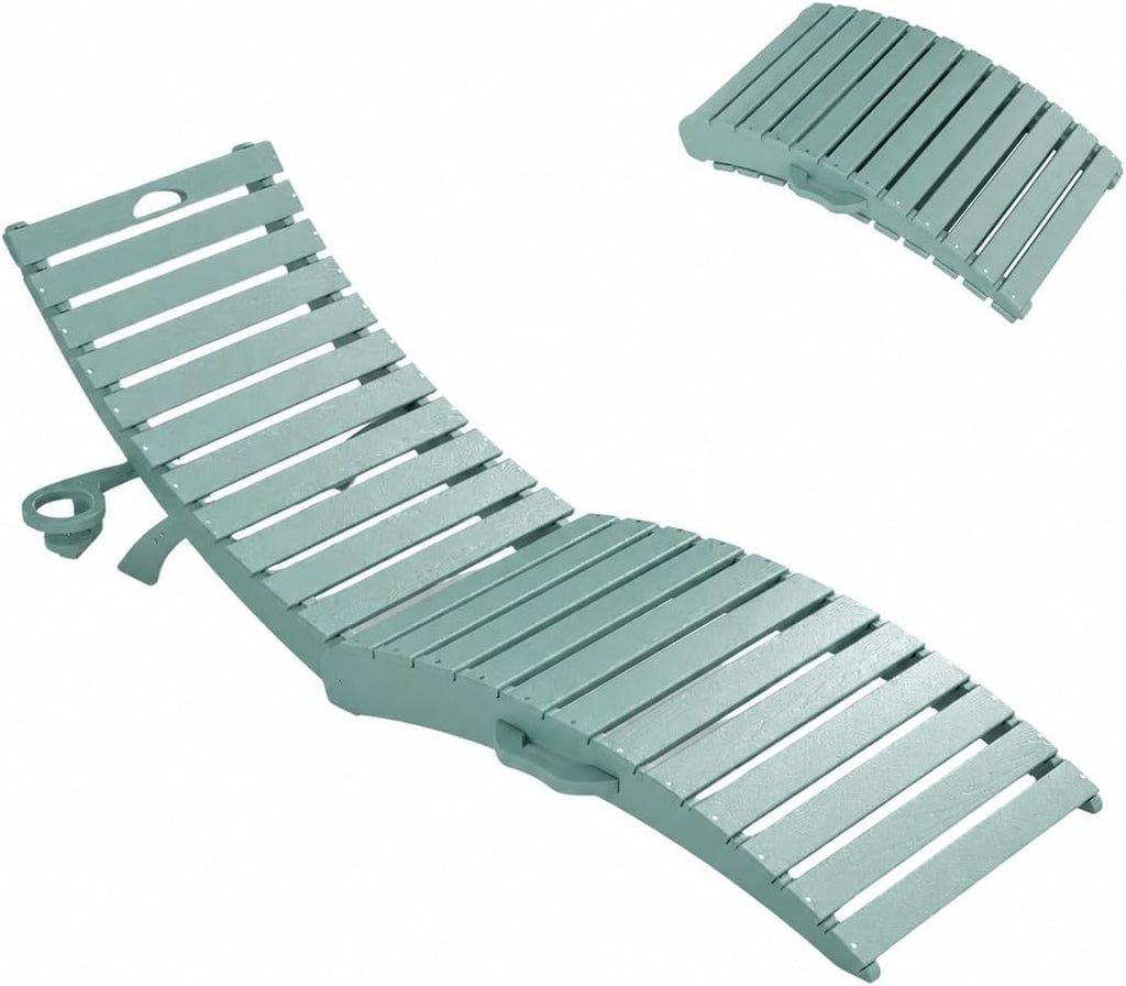 Kingdura Folding in-Pool Lounge Chairs, Anti-Floating HDPE Pool Lounger, Pre-Assembled Outdoor Chaise Lounge with Cup Holder & Handles, 330LBS Capacity for Poolside, Sun Deck, Beach, Light Blue