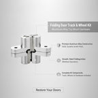 Aluminum Alloy Bi-Fold Door Track and Wheel Kit, Top Mount Hardware for Closet Doors & Room Dividers, Silver Finish Replacement Set