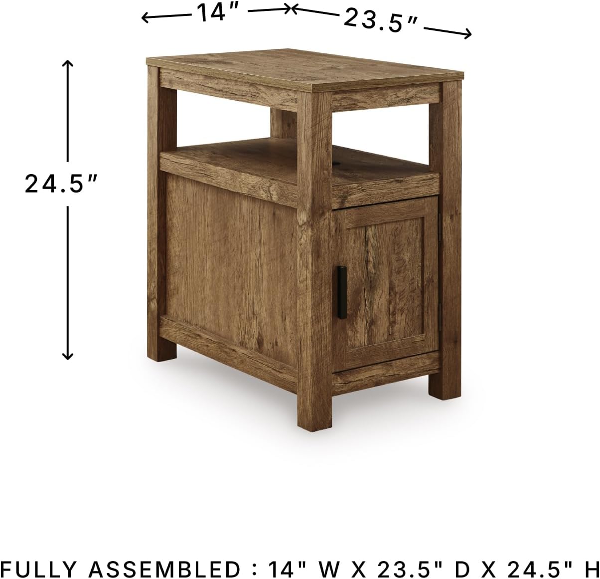 Signature Design by Ashley Fendenmore Farmhouse Chairside End Table with Storage and USB Ports, Dark Brown