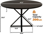 GarveeHome 47 Inch Round Dining Table for 4, Circle Kitchen Table with Pedestal Base, Farmhouse Wooden Dining Table for Small Spaces, Kitchen & Dining Room, Living Room（Black/Only Table）