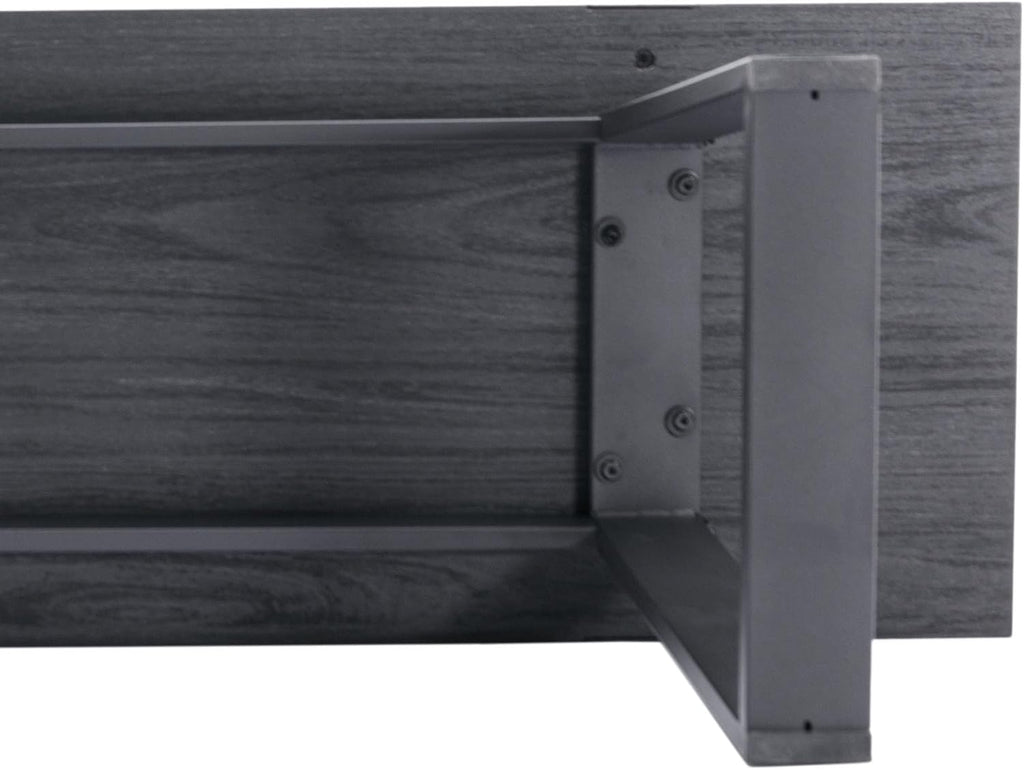 VESCASA 60" Wood Dining Bench with Black Metal Legs for Dining Room, Kitchen, Black