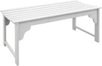 Garden Bench Seat, White Slatted Wooden Outdoor Bench with Curved Seat, Patio Park Bench for Front Porch Backyard Deck Lawn Yard Garden Entryway Seating