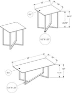 Table Set, 3pcs Set, Coffee, End, Living Room, Dark Brown Laminate, Black Metal,