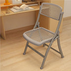 Hollow Design Folding Chair, Breathable Collapsible Chair with Non-Slip Feet, Thickened Carbon Steel Frame for Dining, Office, Kitchen(Gray)