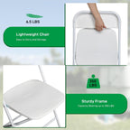 10pcs Folding Chair, Plastic Chairs with 330-Pound Capacity, Easy to Fold and Store Suitable for Indoor & Outdoor, Wedding, Party, Restaurant, Meeting Room, Patio and Garden, White