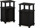 JUST Side Table Set of 2, 3-Tier Modern Square End Table with Door Cabinet, Night Stand, Bedside Table with Open Shelf, Easy Assembly, for Living Room, Bedroom, Espresso