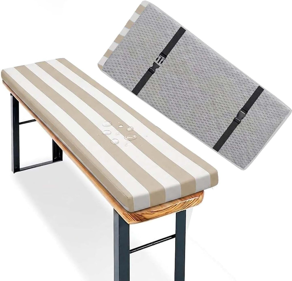 36x18/40x16/48x16 Outdoor Bench Cushion, Water-Resistant Patio Bench Cushions with Ties & Zipper, Non-Slip 2" Thick Bench Seat Cushion for Patio & Garden Furniture(Hazel,45x16x3 in)