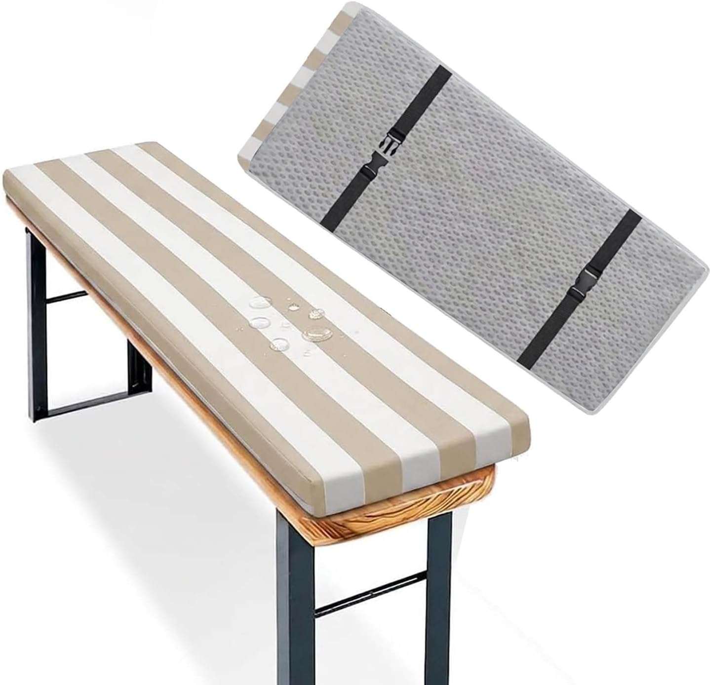 36x18/40x16/48x16 Outdoor Bench Cushion, Water-Resistant Patio Bench Cushions with Ties & Zipper, Non-Slip 2" Thick Bench Seat Cushion for Patio & Garden Furniture(Hazel,45x16x3 in)