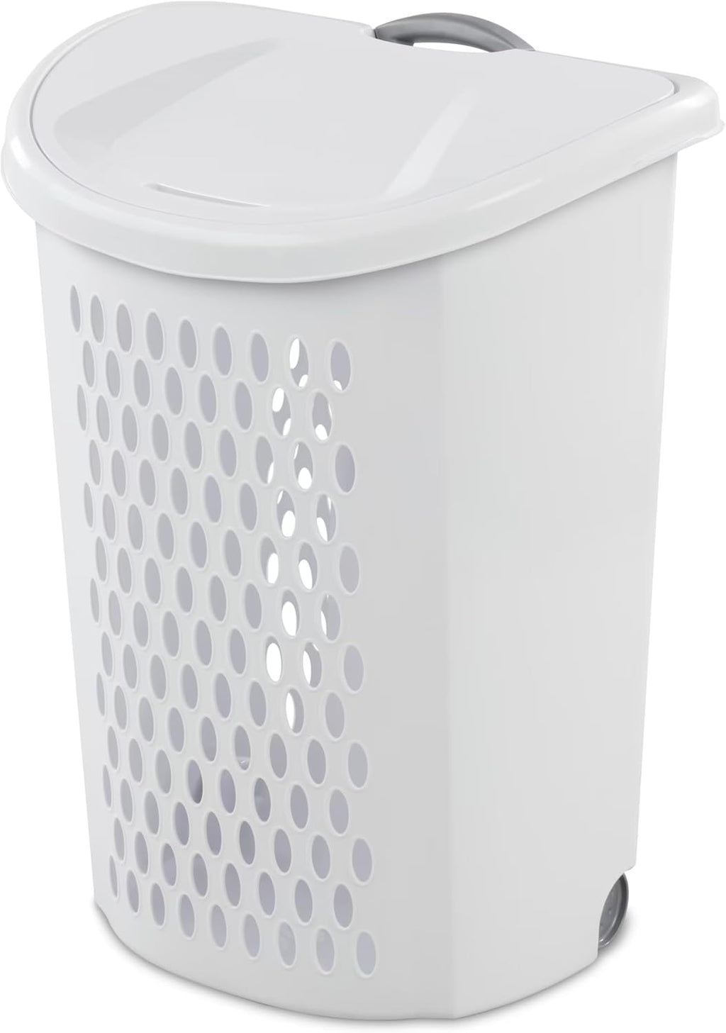 Wheeled Laundry Hamper, Plastic, 2 Bushel Capacity, Retractable Handle, Flip-Top Lid, Portable, for Apartments and Dorm Rooms