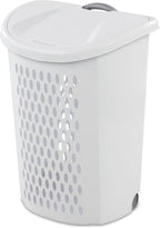 Wheeled Laundry Hamper, Plastic, 2 Bushel Capacity, Retractable Handle, Flip-Top Lid, Portable, for Apartments and Dorm Rooms
