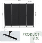 RANTILA 4 Panel Room Divider, 6 FT Folding Privacy Screen with Wide Feet, Freestanding Partition for Room Separation, Portable Room Divider Panel, 89" W x 71" H, Black