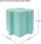 Merax 3 Piece Puzzle-Like Side Accent Table Set, Modular Accent Tables with Interlocking Design, Modern Creative Connectable End Table for Living Room Bedroom Patio Beach Outdoor, Green+Blue+Green