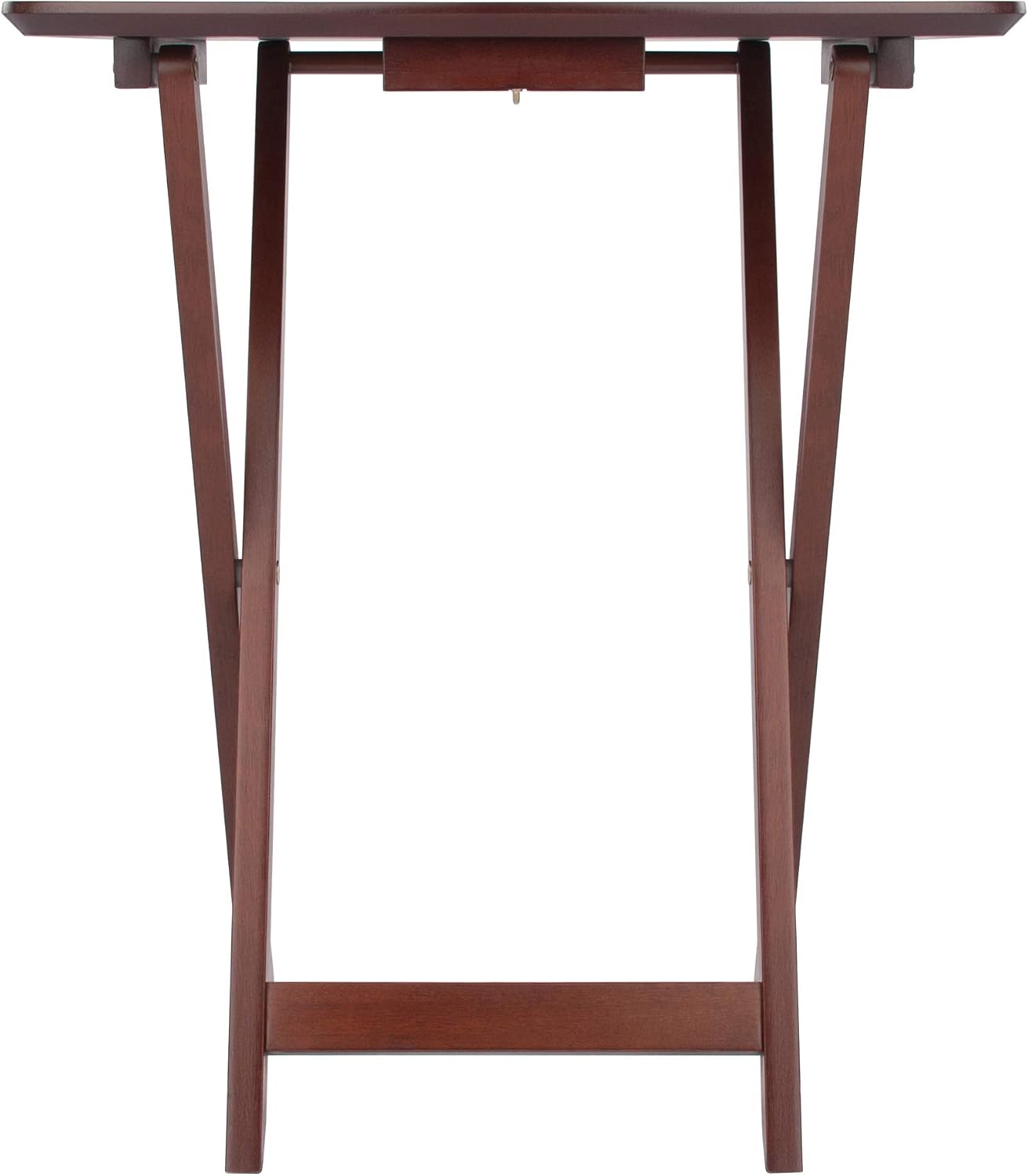 Winsome Darlene Set of 2 Foldable Snack Tables, 26" in Walnut, Easy to Store Portable Fold Up Table Set for Kitchen, Living Room TV Dining, Crafts, Puzzles, Work From Home