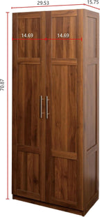 70.87'' Tall White Pantry Cabinet with 2 Doors 3 Adjustable Shelves Kitchen Storage Cupboard for Kitchen Dining Room Living Room, Walnut