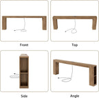 Epecoya 94.5-Inch Extra Long Console Table with USB Outlet & Storage, Narrow Sofa Behind Couch Table with Charging Station, Farmhouse Wood Entryway Table for Hallway Foyer Living Room, Oak Brown