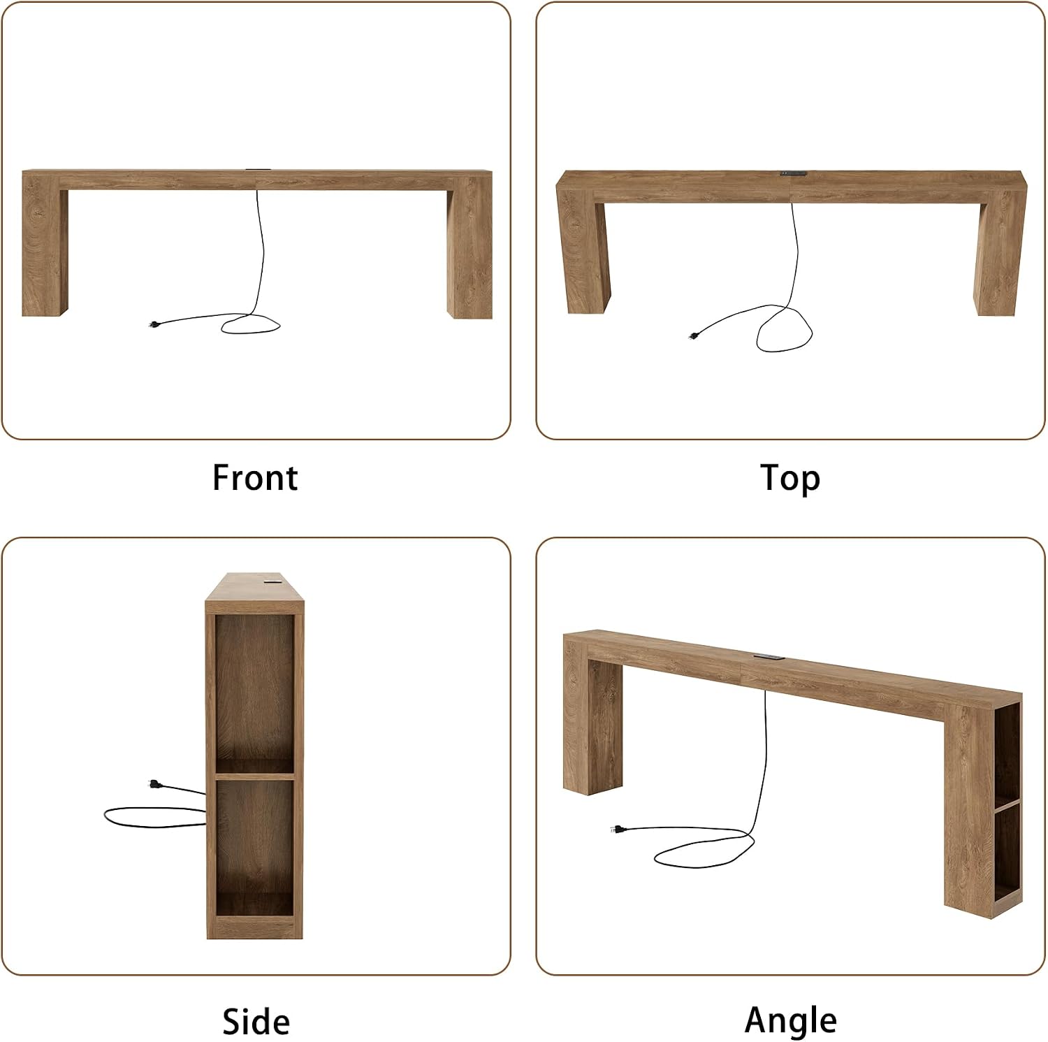 Epecoya 94.5-Inch Extra Long Console Table with USB Outlet & Storage, Narrow Sofa Behind Couch Table with Charging Station, Farmhouse Wood Entryway Table for Hallway Foyer Living Room, Oak Brown