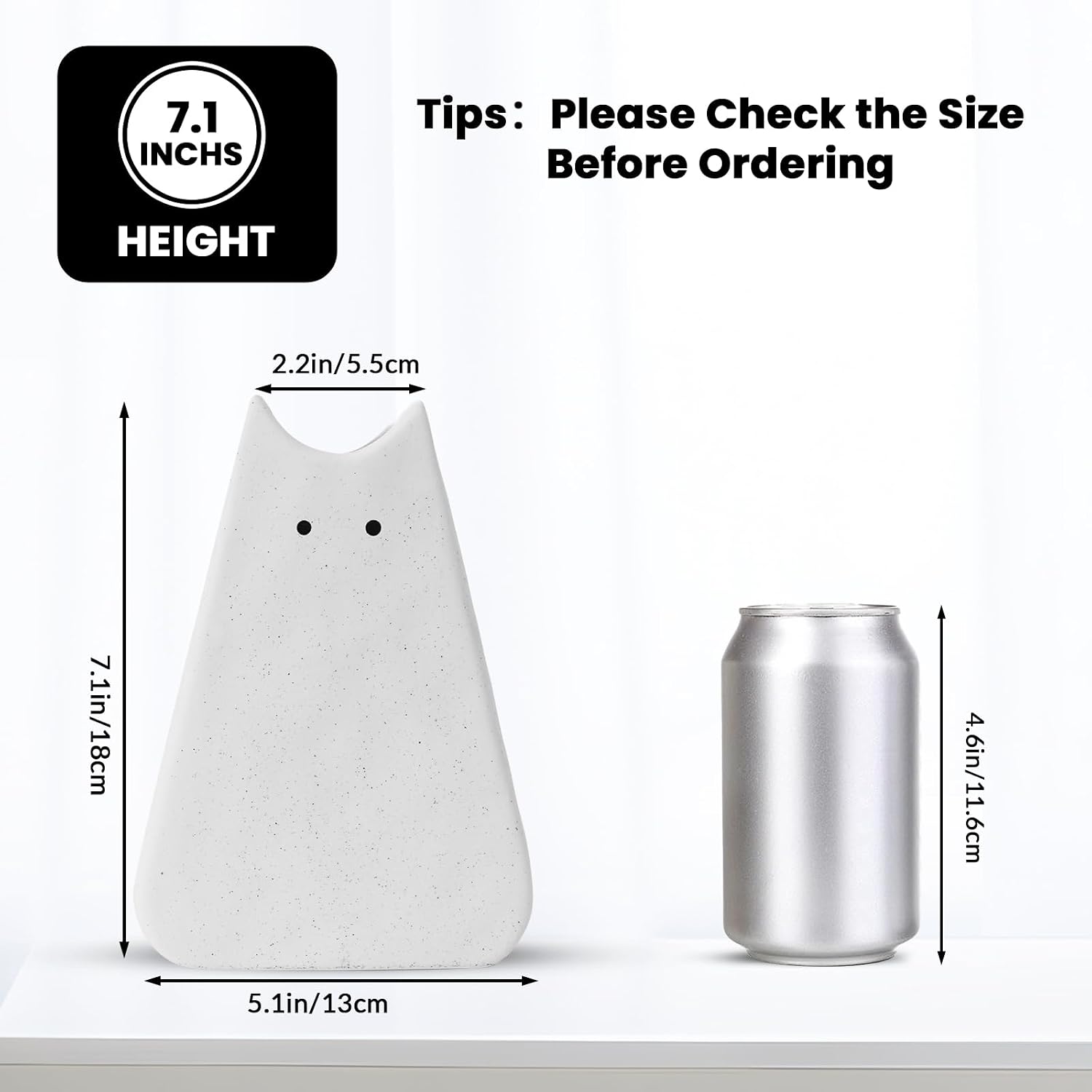Adorable White Cat Vase - Modern, Simple & Creative Ceramic Flower Vase, Perfect Unique Gift for Girls, Women, Mothers & Cat Lovers - Ideal for Home Decor