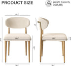 300LBS Dining Chairs Set of 4,Metal Kitchen Chairs,Modern Fabric Upholstered Dining Room Chairs with Ergonomic Curved Backrest for Kitchen Dining Room,Beige