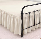 King Size Ruffled Bed Skirt - 16 inch Drop Dust Ruffle Bedskirt with Split Corners, Easy Fit Platform Design Bed Skirts, Three-Sided Coverage, Microfiber Bedskirts, Ivory