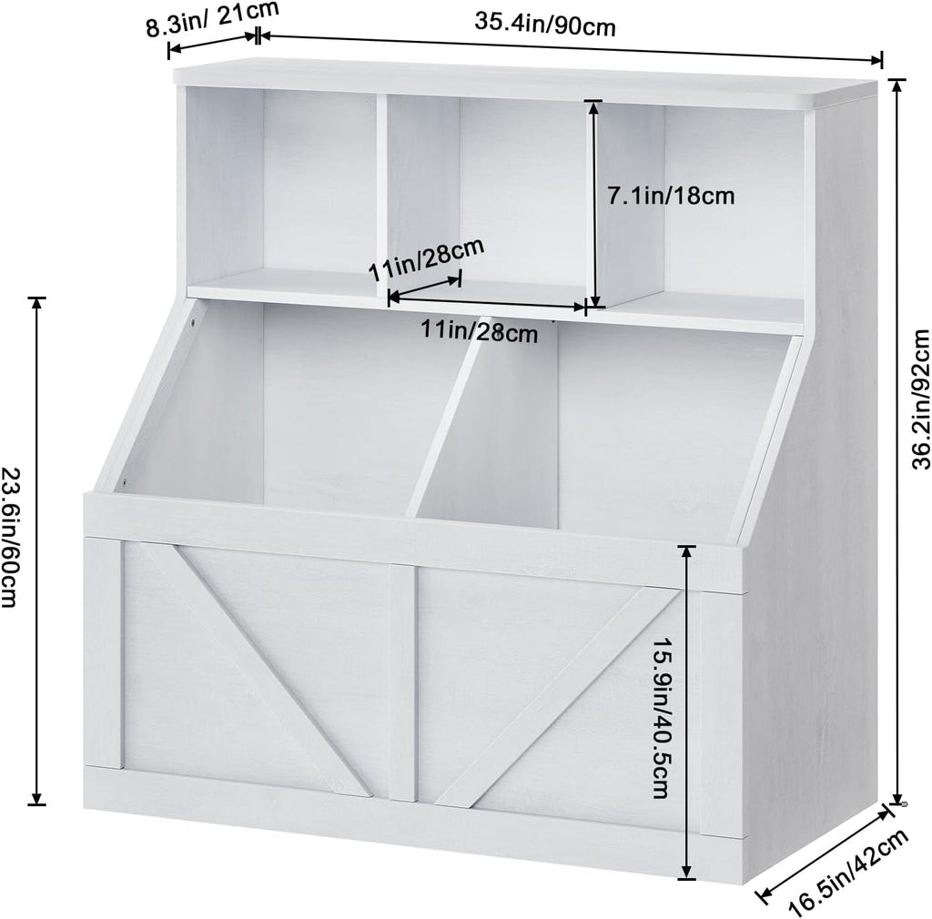 Jojoka Kids Bookshelf & Toy Storage Organizer, Toddler Toy Storage Cabinet for Playroom, Bedroom, Nursery, Classroom & Daycare