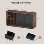 ModernMate File Cabinet with 3 Drawers and Door, Office Storage Cabinet with Charging Station, Home Office Printer Stand Fits Letter/A4 Size, 6 Open Cubes Storage, Adjustable Shelf, Black Walnut