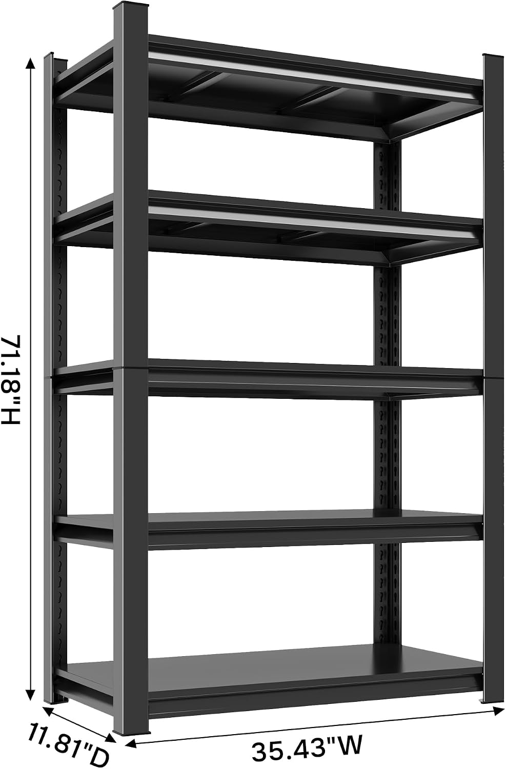 5 Tier Adjustable Heavy Duty Metal Garage Shelving Unit, Industrial Utility Storage Rack, Sturdy Steel Organizer for Workshop Warehouse Household Use, 2500 LBS Capacity