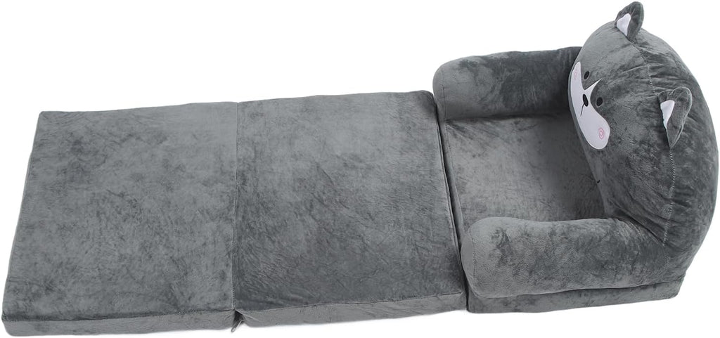 Baby Couch 2 in 1 Fold Out Kids Couch, Folding Out Toddler Chair, Soft Convertible Infant Seats Two Folds - Portable Design, Adorable Cartoon Animal, Ideal for Playroom and (Folding in thirds)