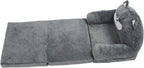 Baby Couch 2 in 1 Fold Out Kids Couch, Folding Out Toddler Chair, Soft Convertible Infant Seats Two Folds - Portable Design, Adorable Cartoon Animal, Ideal for Playroom and (Folding in thirds)
