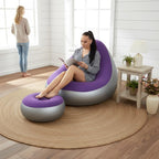 Inflatable Donut Chair, PVC Lazy Sofa, Foldable Round Seat for Bedroom and Outdoor Use (red)