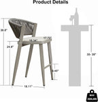 PURPLE LEAF Counter Height Bar Stool Set of 2 Outdoor Chair with Footrest Patio Bar Height Stools Wicker Barstools for Lawn Pool Stone Gray Counter Stool
