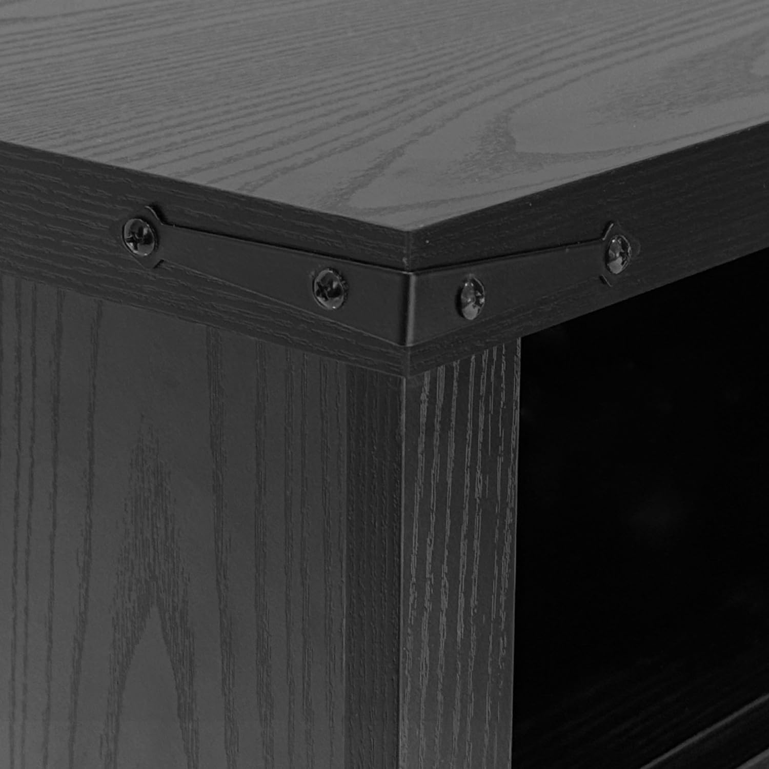Black Farmhouse Nightstand Set of 2, End Tables Set with Charging Station, Night Stand with Door and Storage Shelf, Sofa Side Table Living Room, Bedside Table for Bedroom