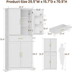 70.9" Tall Pantry Cabinet, Kitchen Pantry Storage Cabinet, Freestanding Food Pantry Cabinet with 4 Doors and Adjustable Shelves, Cupboard with Drawer for Kitchen, Living Room, White