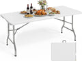 Pureegg 6FT Folding Table - No Assembly Required, Versatile Dining Table with Carrying Handle & Tabletop Safety Lock, Portable Foldable Table for Party, Craft, Camping, Picnic, White