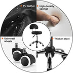 KKTONER Rolling Stool with Mid Back Height Adjustable Chair PU Leather Swivel Chair with Wheels for Office Home Task Drafting (Black)