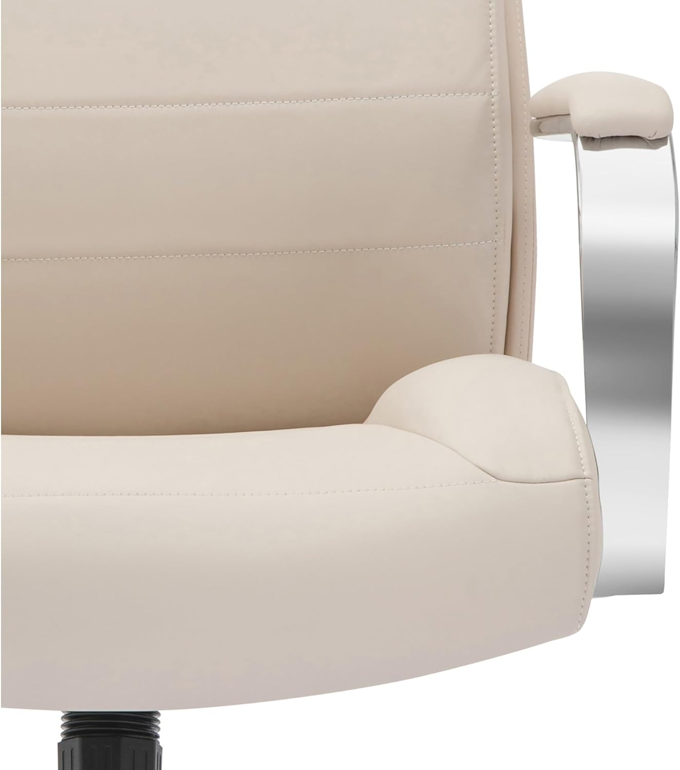 Realspace® Modern Comfort Modee Vegan Leather High-Back Executive Office Chair, Sand/Chrome, BIFMA Compliant
