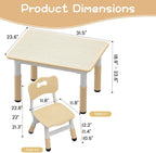 Jojoka Kids Table and 2 Chairs Set, Height Adjustable Toddler Table Chairs for Ages 2-10, Graffiti Desktop with Non-Slip Legs, Child Table Set for Home Daycare Classroom